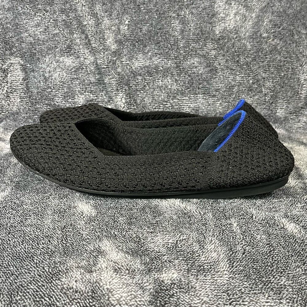 Rothy's Womens 9 The Flat Black Solid Recycled Textile Knit Ballet Flats Shoes